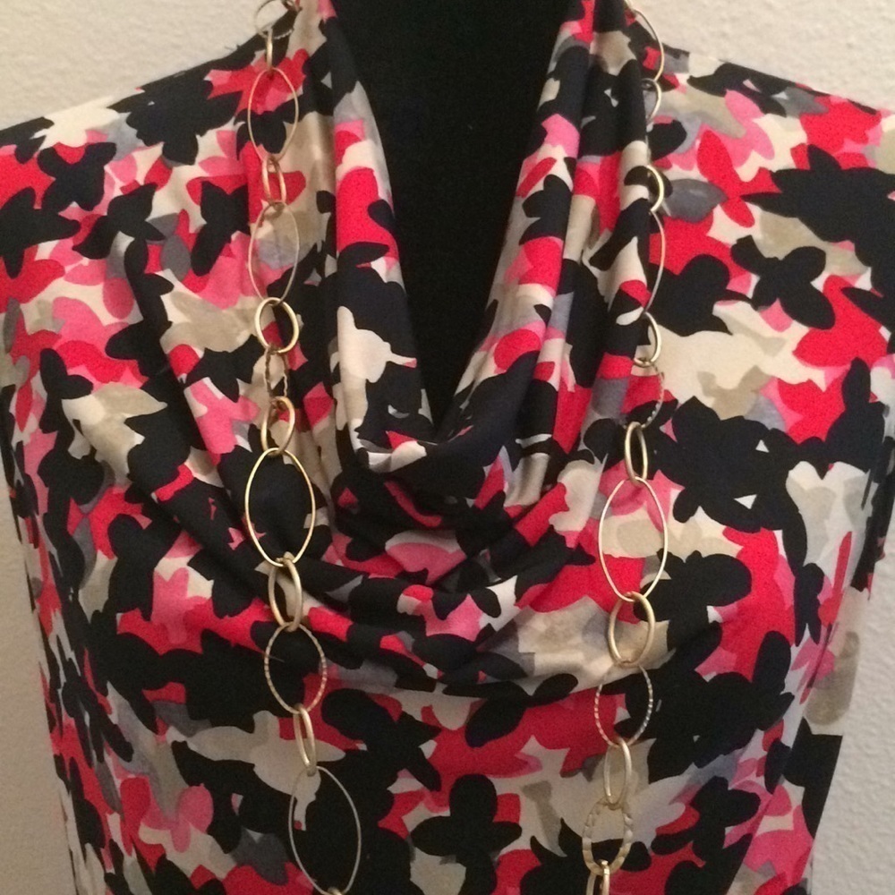 Kasper Drape Neck Pattern Bold Abstract Print Sle… - image 2